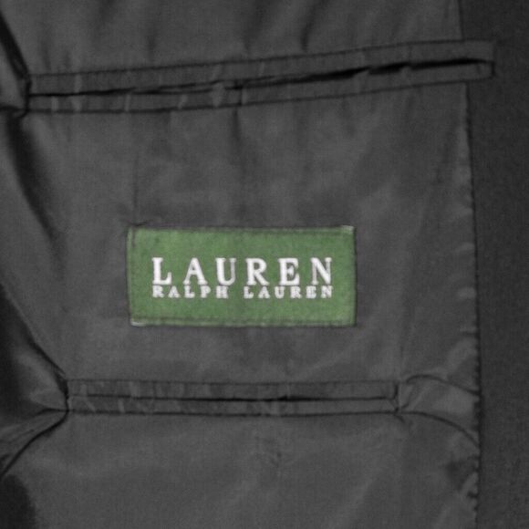 Ralph Lauren Mens Blazer Black 100% Wool 2 Button Lined Jacket Sport Coat 46L - Picture 3 of 9